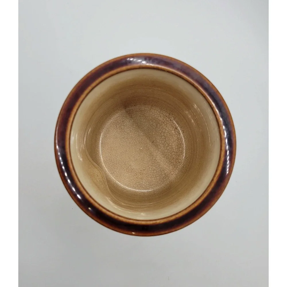 Japanese Ceramic Yunomi Tea Cup Brown Blue Tenmoku Glaze Kanji Calligraphy 4